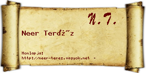 Neer Teréz névjegykártya